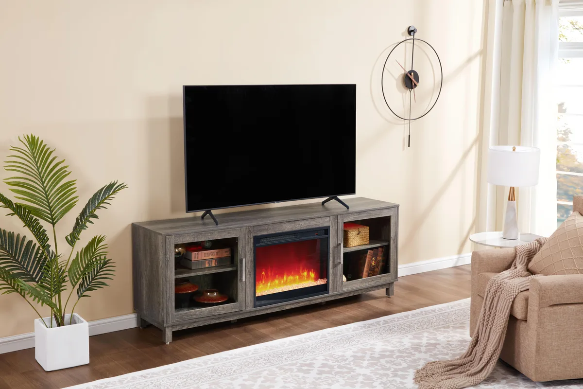 tuphen tuphen Summit 70" Gray Walnut Fireplace TV Stand — product photo