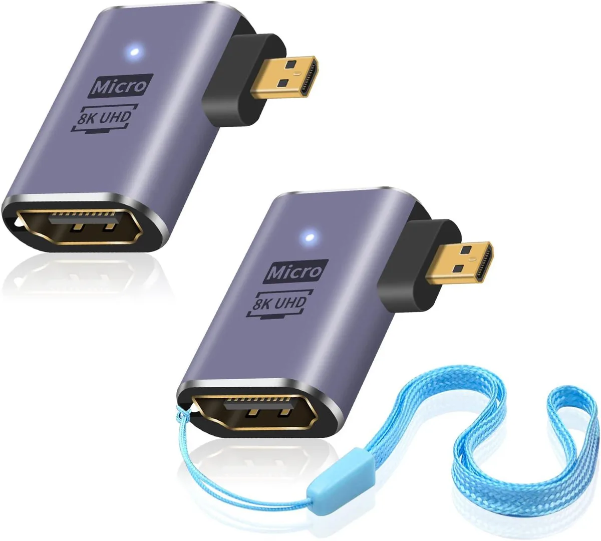 BUCIER BUCIER 90 Degree Micro HDMI to HDMI Adapter 8K 48Gbps 2 Pack — product photo