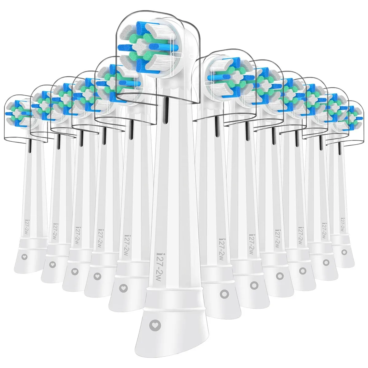 White replacement brush heads in a pack of 12