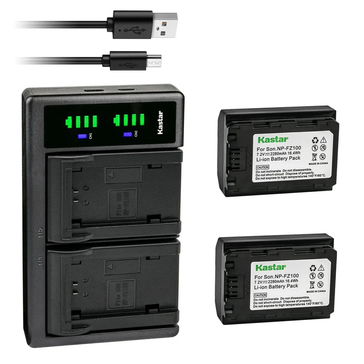 Kastar Kastar NP-FZ100 2-Pack Battery &amp; LTD2 USB Charger — product photo