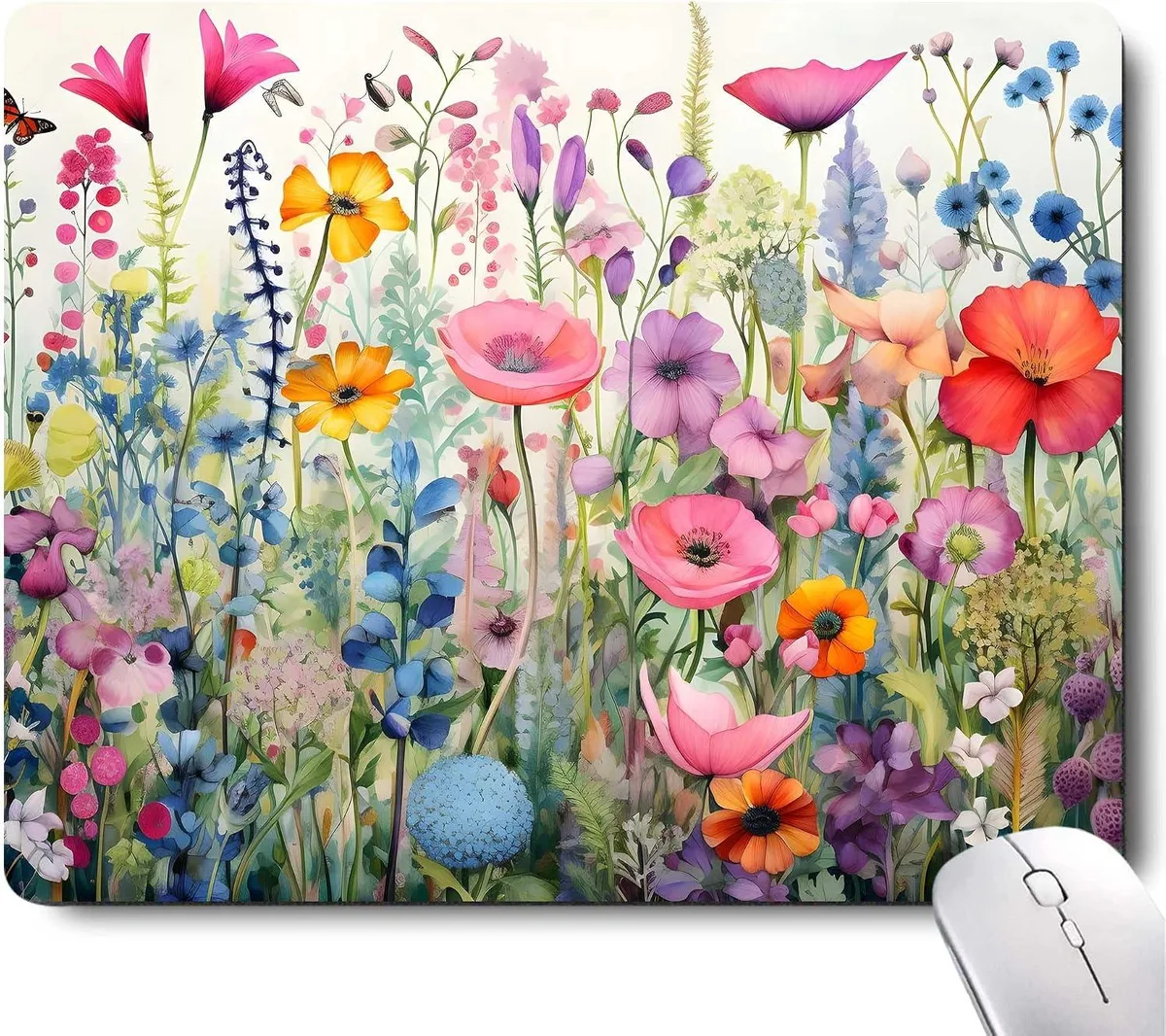 BAOFENG BAOFENG Pink Floral Rose Mouse Pad Square Waterproof Non-Slip Rubber Base — product photo