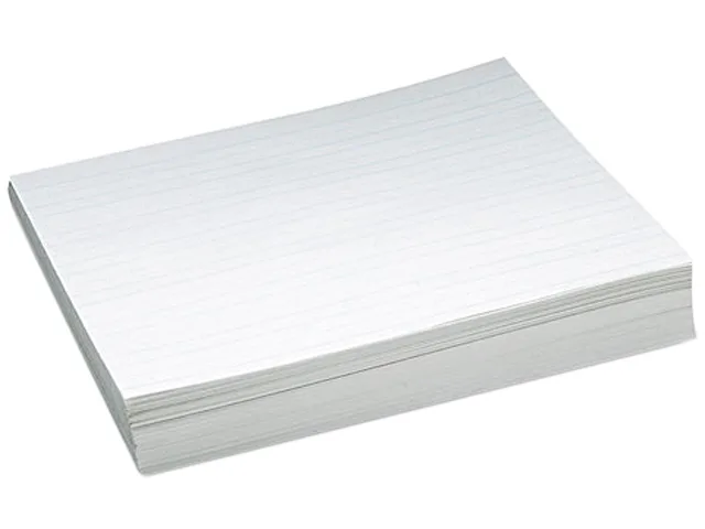White ruled newsprint ream, 500 sheets, 11 inch long format