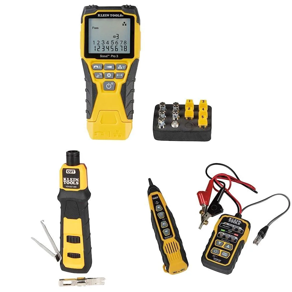 Klein Tools Klein Tools Cable Tester Kit Scout Pro 3 Punchdown Tool Tracer Probe Tone Pro Kit — product photo