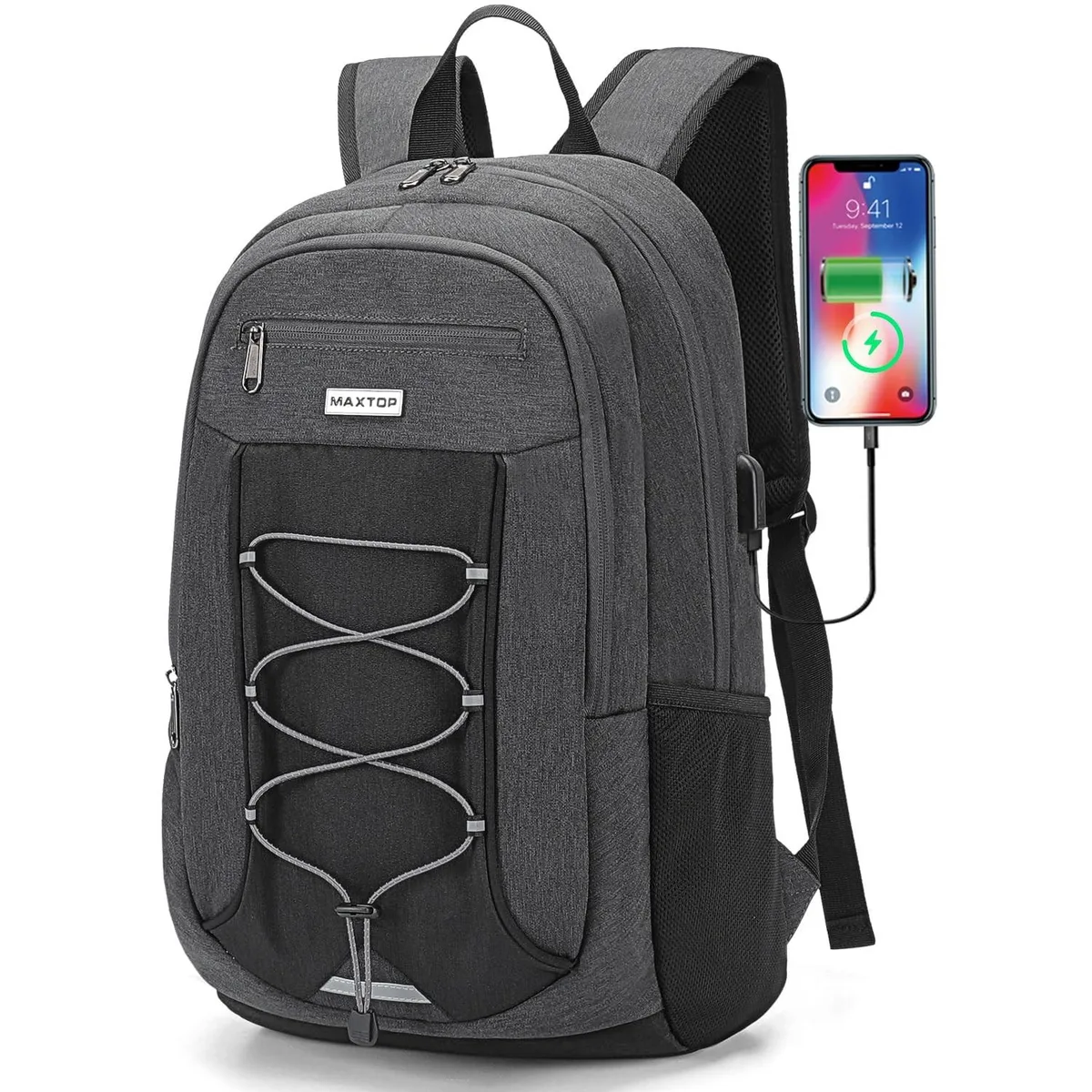 Maxtop Maxtop 2 in 1 accessory travel laptop backpack USB charging port water resistant 16 15.6 14 13 inch — product photo