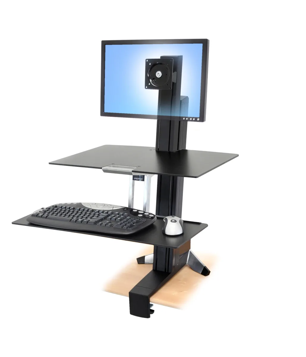 Ergotron Ergotron WorkFit-S 33-351-200 Sit-Stand Workstation 18 in lift 30 in monitor 29 lbs capacity office furniture — product photo