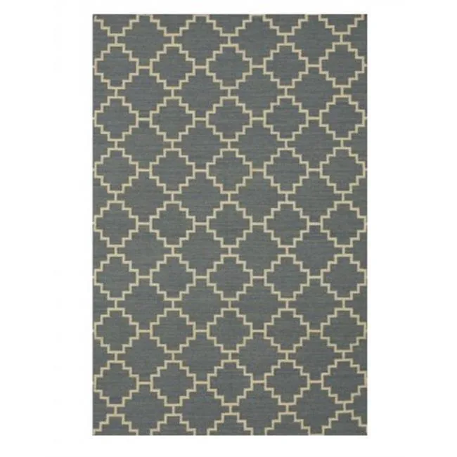 EORC EORC DM81BL8X10 8 x 10 ft Handmade Wool Flatweave Reversible Moroccan Trellis Rug Blue Rectangle — product photo
