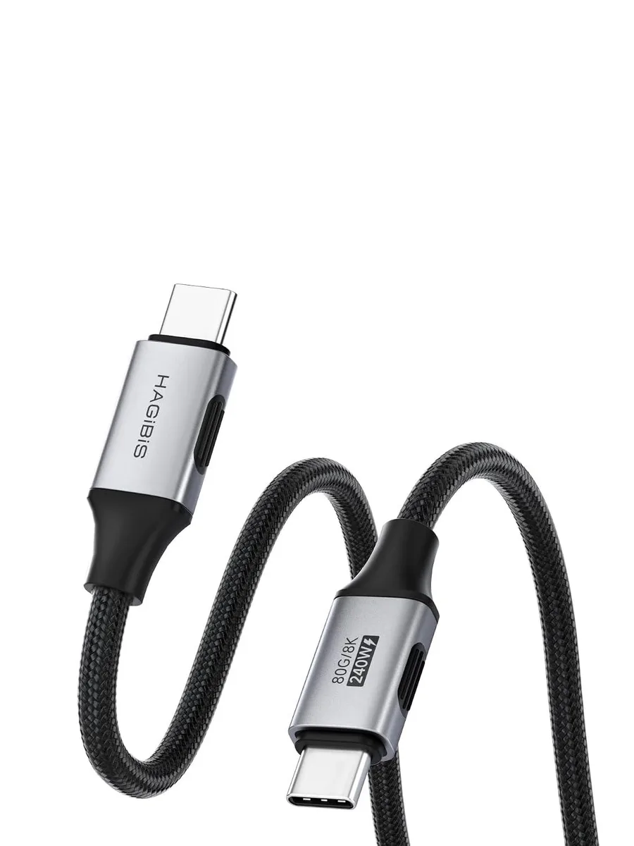 Fervit Fervit USB4 Flexible Slim Type C cable 80Gbps 240W 8K@60Hz Thunderbolt 5 3 Video Cord 1.6ft — product photo