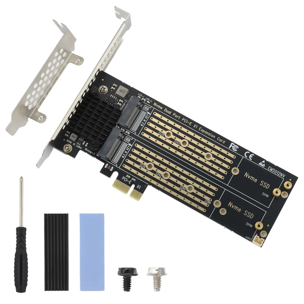 WRIARICH WRIARICH Dual M.2 NVMe to PCIe Adapter with Heat Sink Low Profile Bracket — product photo