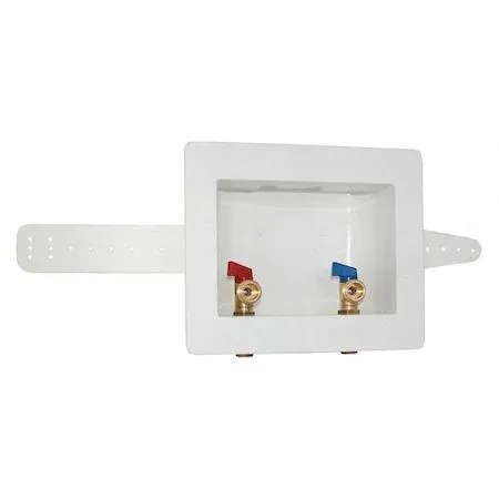 Transparent plastic washing machine outlet box with center drain and sweat inlet connections