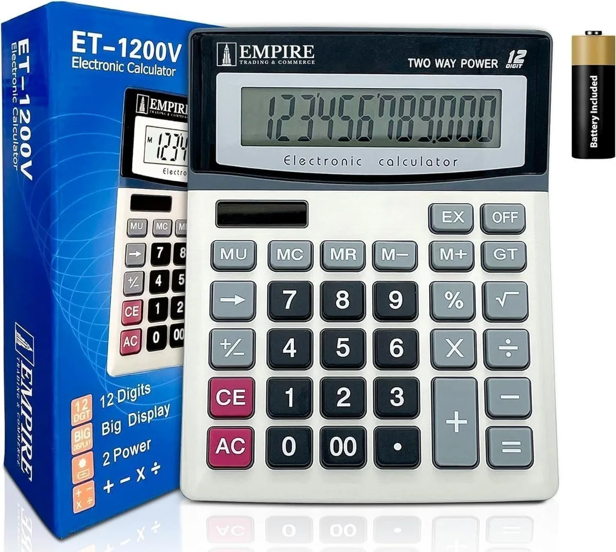  Empire EMP-DC-001 12-digit desk calculator White 18.5x14.5cm 120g — product photo
