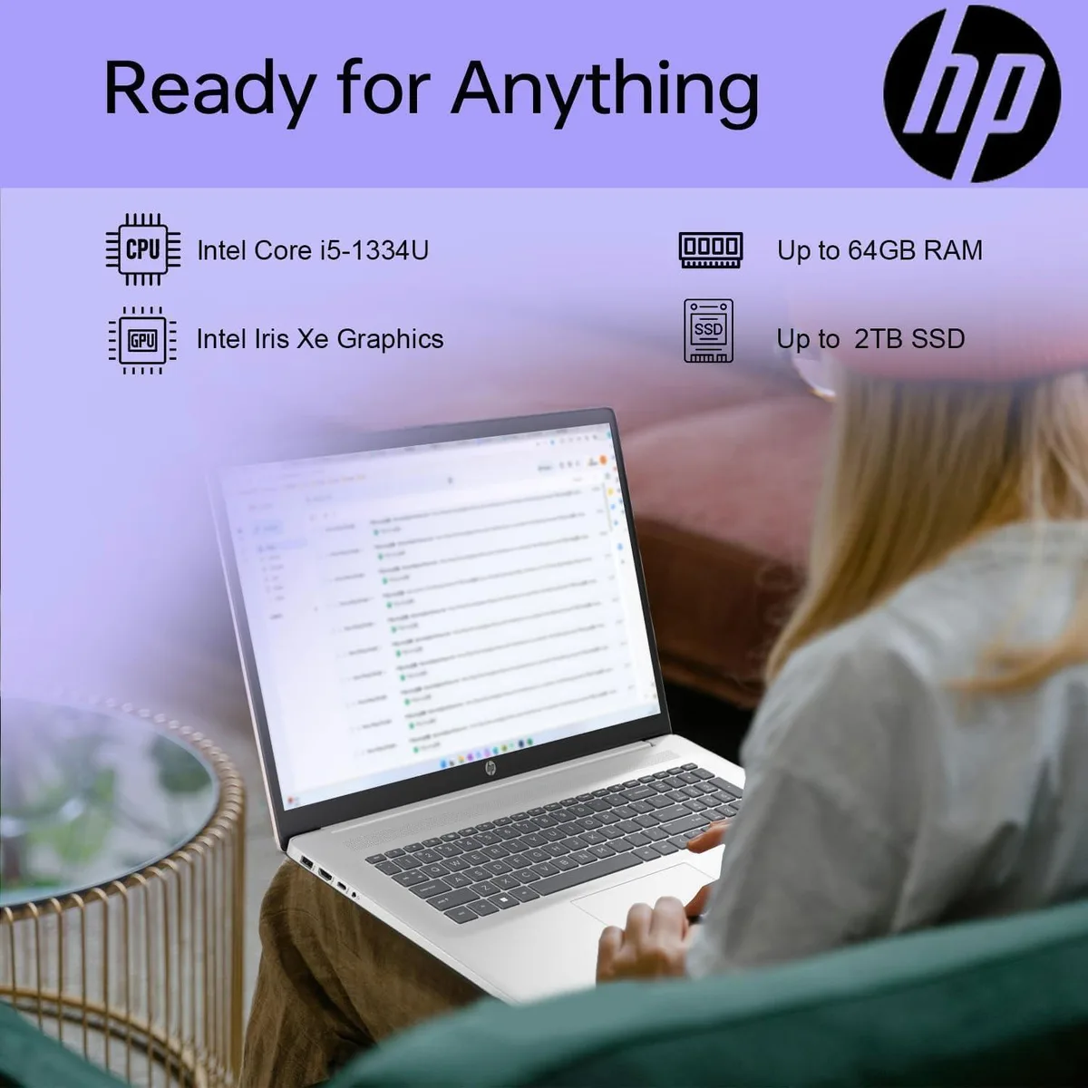 HP HP 17 laptop 17.3" FHD i5-1334U 32GB 2TB Silver — product photo