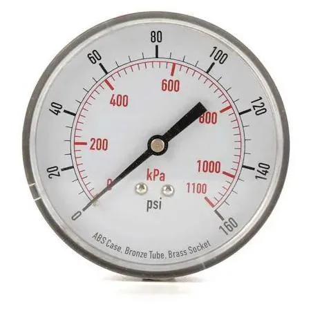 Value Brand Value Brand 4FMG5 Commercial Pressure Gauge 0 to 160 psi 3 1/2 in Dial 1/4 in NPT — product photo