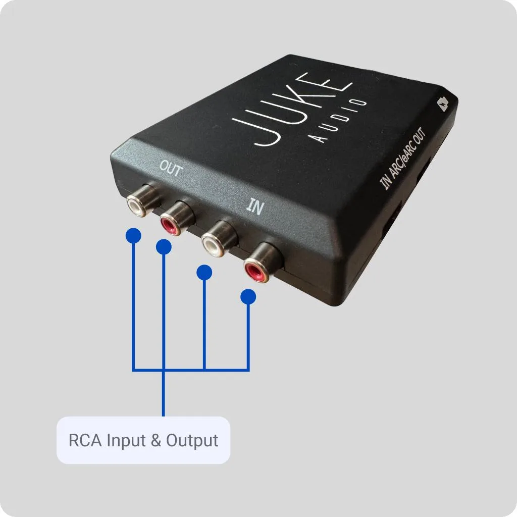 Compact black network pre-amplifier with HDMI and RCA ports