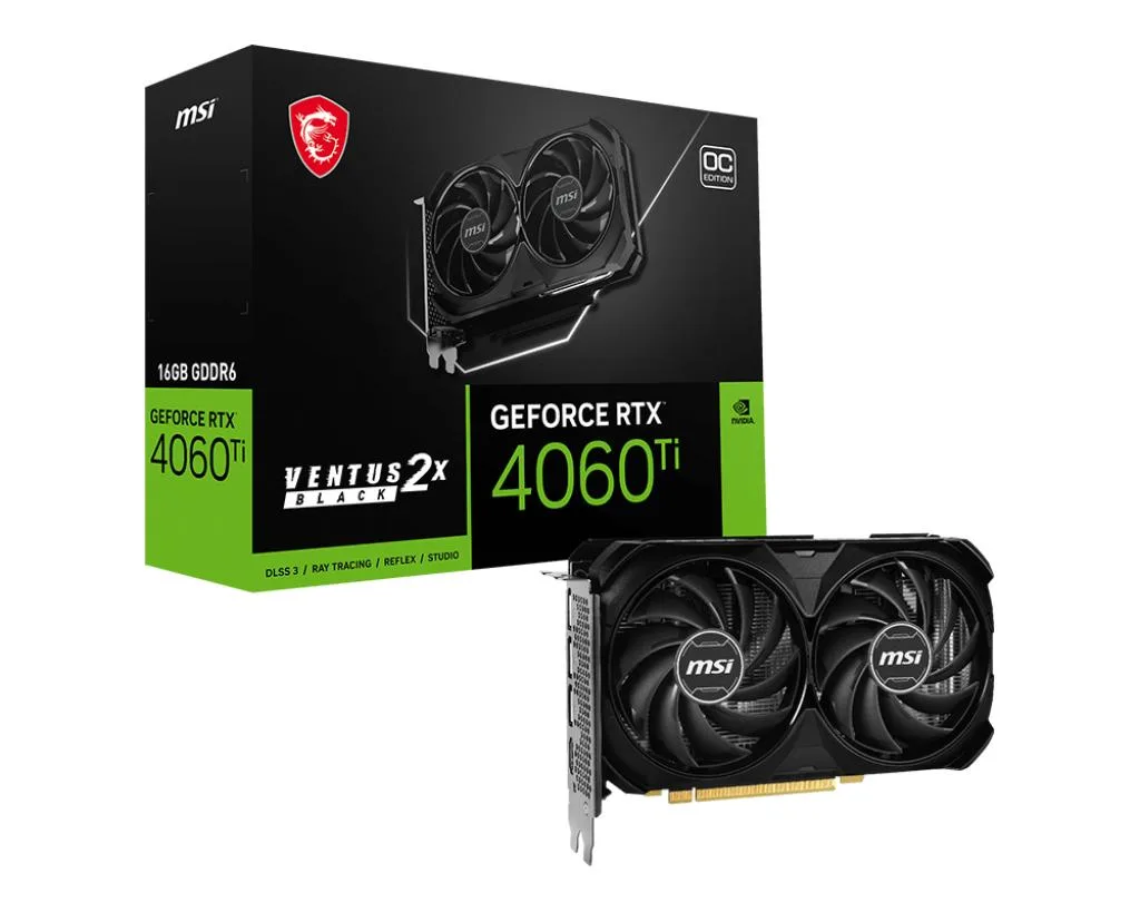 MSI MSI GeForce RTX 4060 Ti VENTUS 2X BLACK 16G OC graphics card 16 GB GDDR6 — product photo