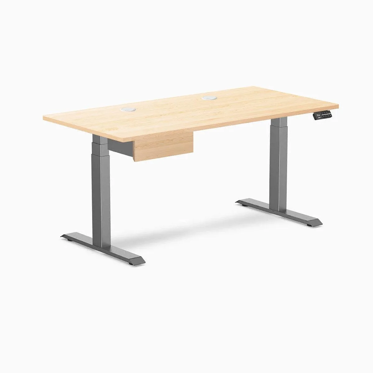 Desky Desky Dual Hardwood Standing Desk Maple 60 x 30 in Space Grey — product photo