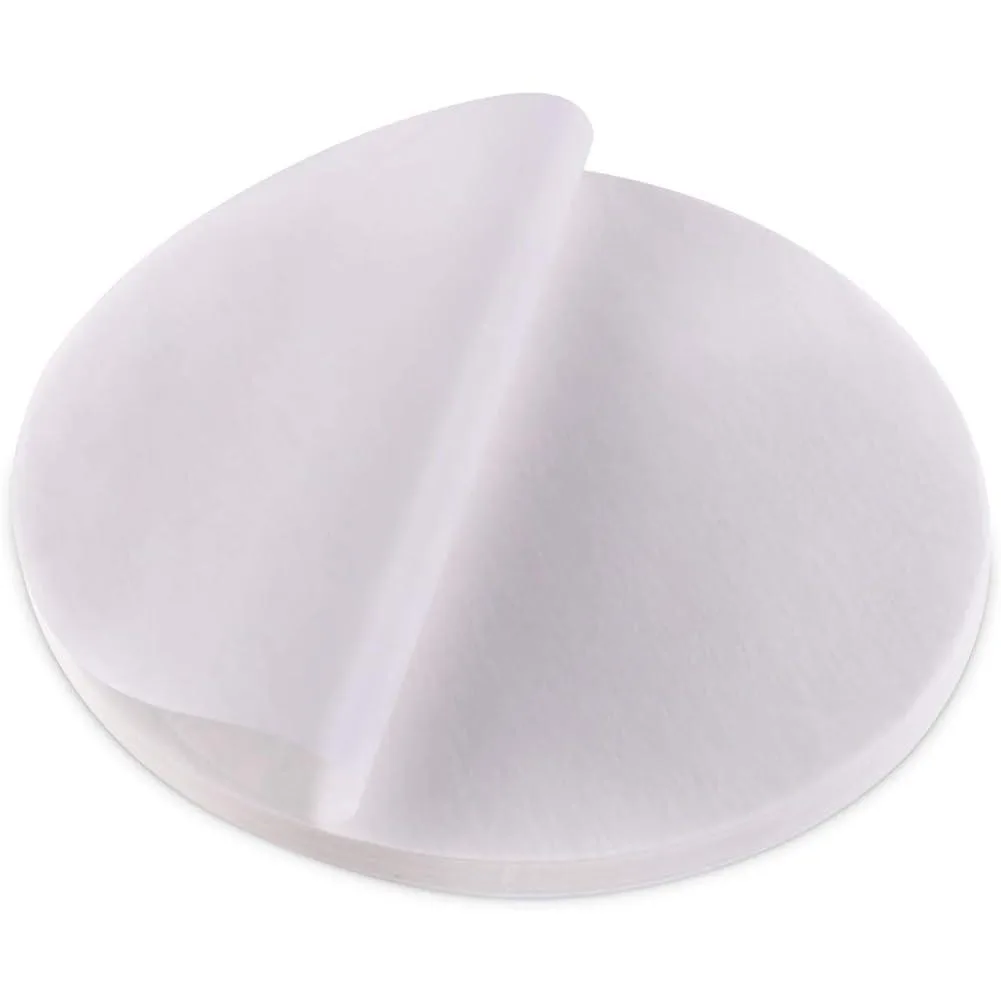 Stack of 100 white round silicone blotting sheets, 12 cm diameter