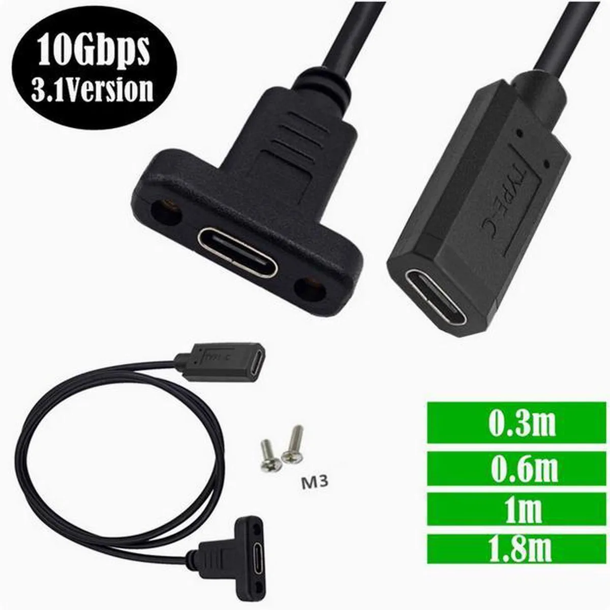 Aomoproing Aomoproing USB 3.1 Type-C extension cable with screw hole — product photo