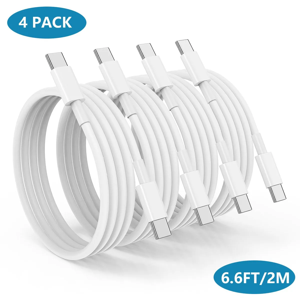 SMA SMA USB C to USB C Cable 100W 6.6FT White 4 Pack — product photo