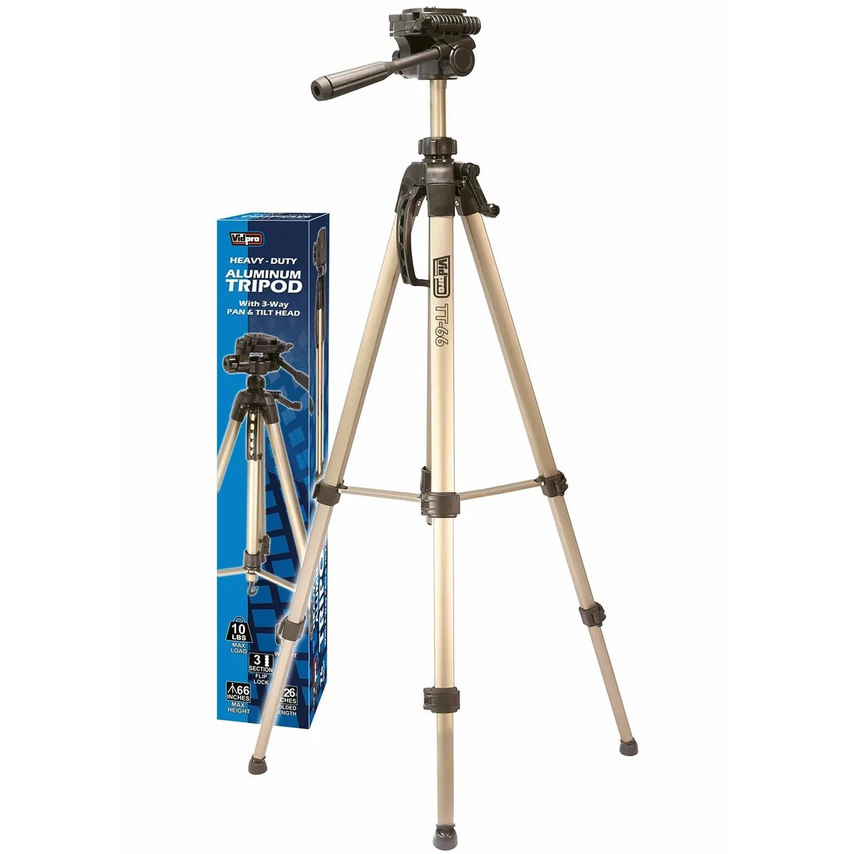 Vidpro Vidpro TT-66 Heavy Duty 3-Section Aluminum Tripod 66 — product photo