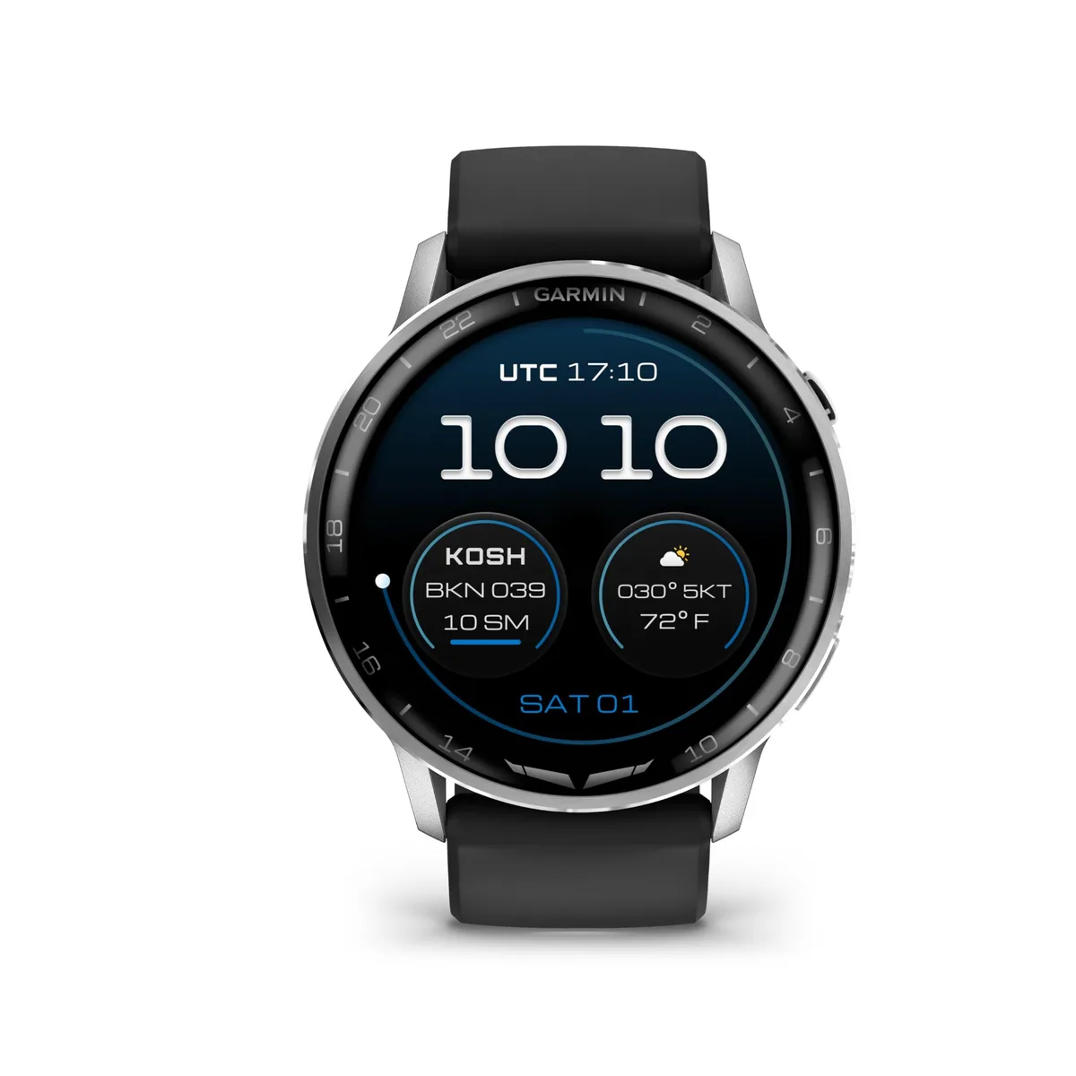 Garmin Garmin D2 Air X15 Smartwatch 1.4" AMOLED Silver Black Silicone Band — product photo
