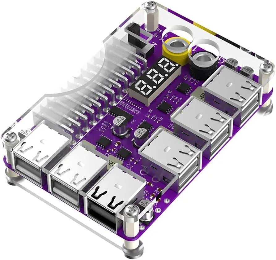 JMT JMT ATX 24-Pin Breakout Board 12-Port USB 2.0 QC 2.0/3.0 Acrylic Case Kit — product photo