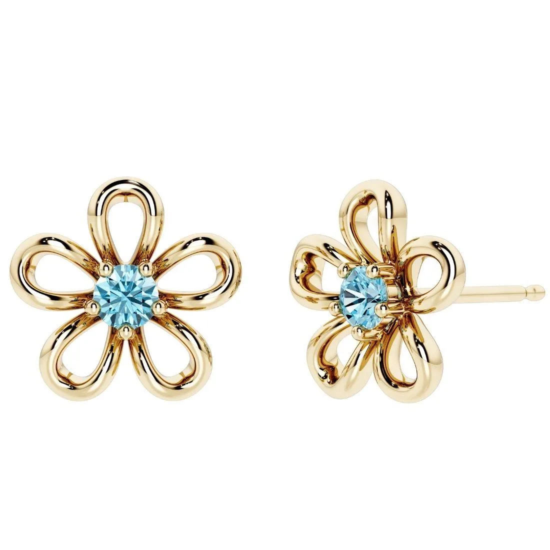Oravo Oravo Swiss Blue Topaz Flower Stud Earrings 4mm 2.8g .925 — product photo