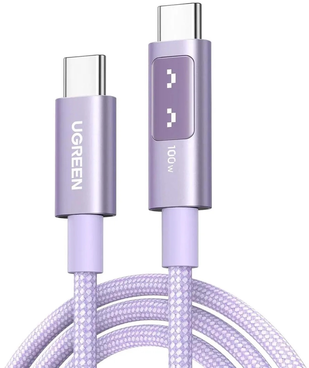 SMUGDESK SMUGDESK USB-C to USB-C Cable 3.3FT 100W Purple LED Display — product photo