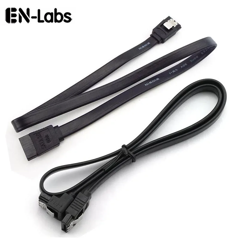 EN-Labs EN-Labs 16" SATA cable 2-pack male to male angled straight black — product photo