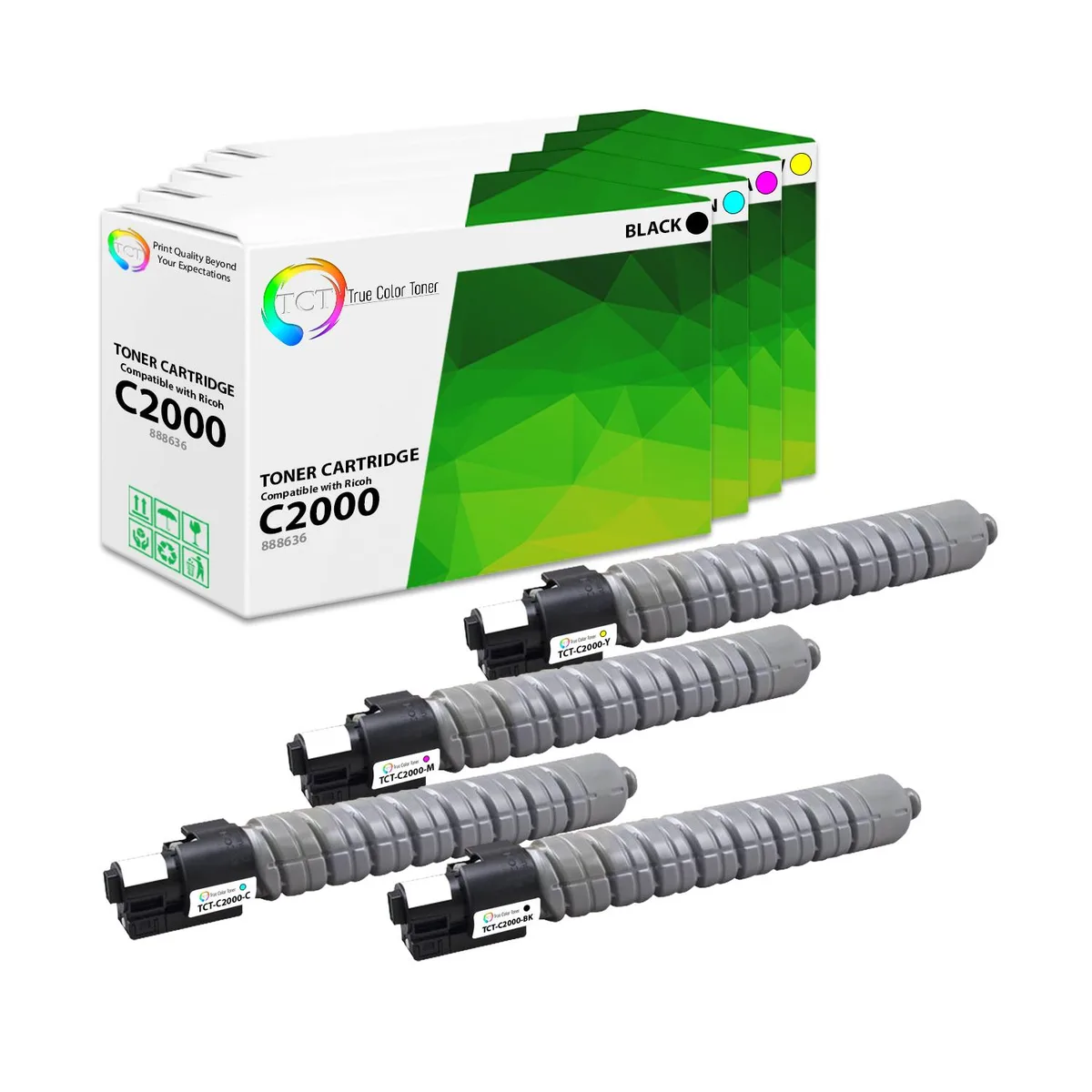 True Color Toner True Color Toner C2000 4-pack toner cartridge (888636, 888639, 888638, 888637) — product photo