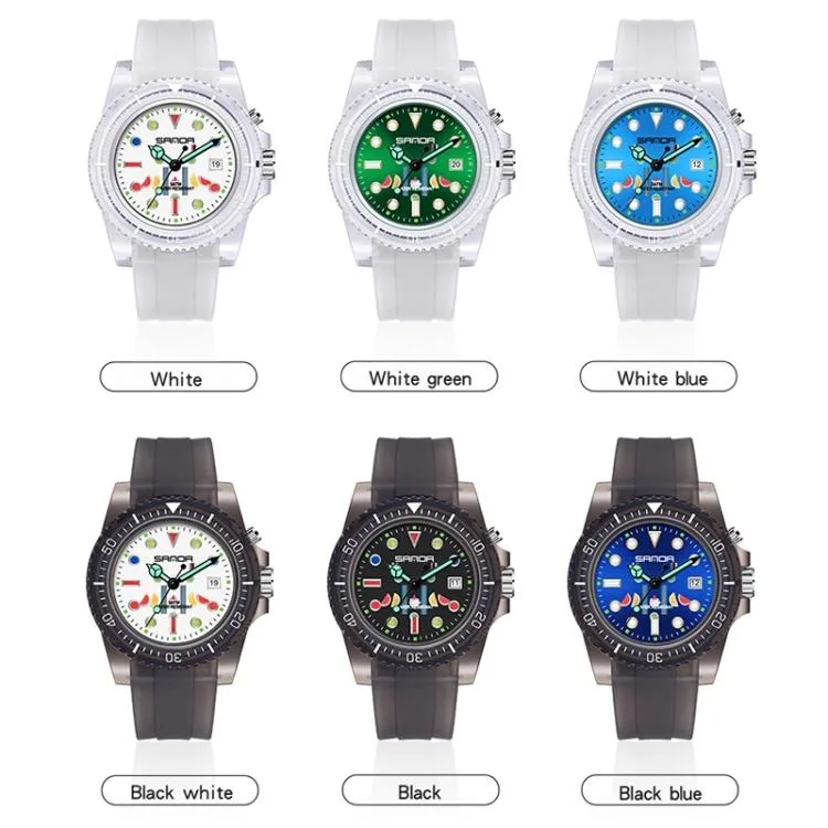 allentian allentian 6078 Fluorescent Calendar Dial TPU Strap Quartz Watch White — product photo
