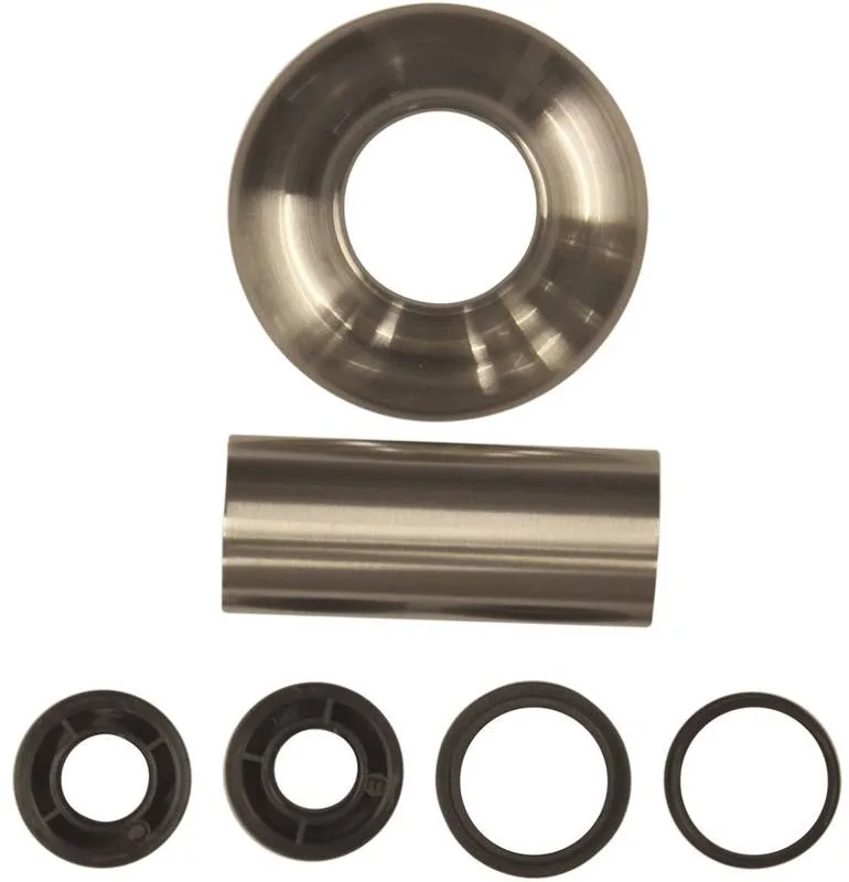 Brushed nickel universal tube and flange assembly with four adapters