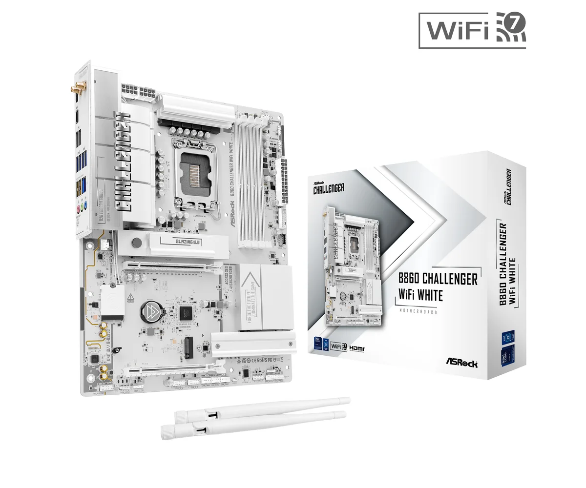 ASRock ASRock B860 CHALLENGER WIFI WHITE Intel motherboard — product photo