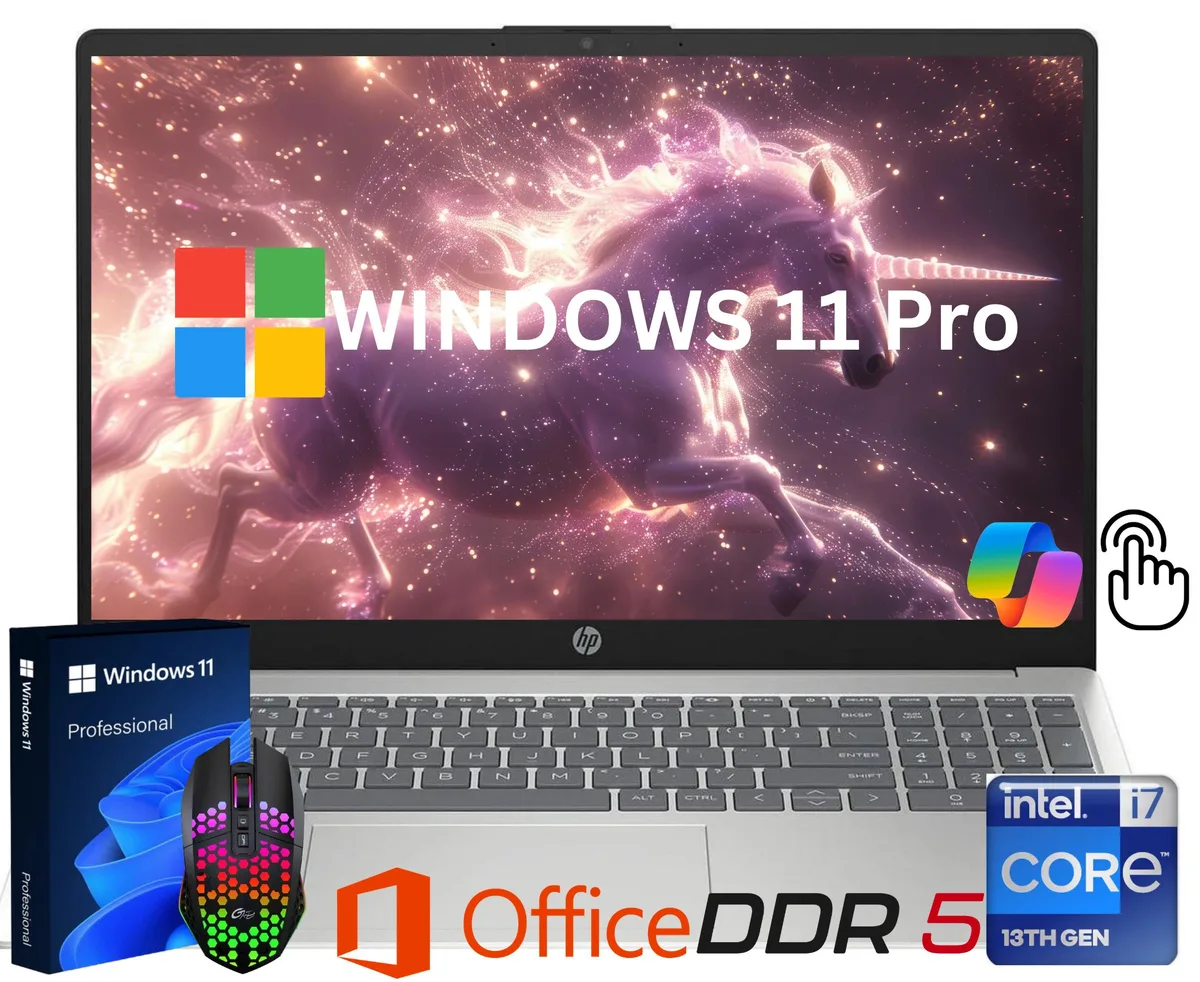 HP HP 15.6" TouchScreen Laptop i7-1355U 16GB DDR5 512GB SSD Windows 11 Pro Office 365 LED Mouse — product photo