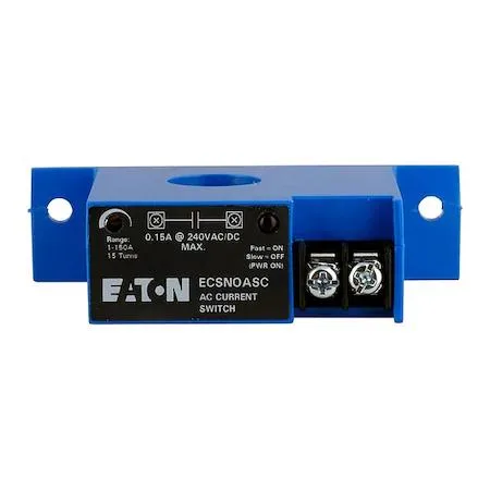 Eaton current sensing relay, adjustable 1 to 150 A, solid core, surface mount, LED indicator, screw terminals