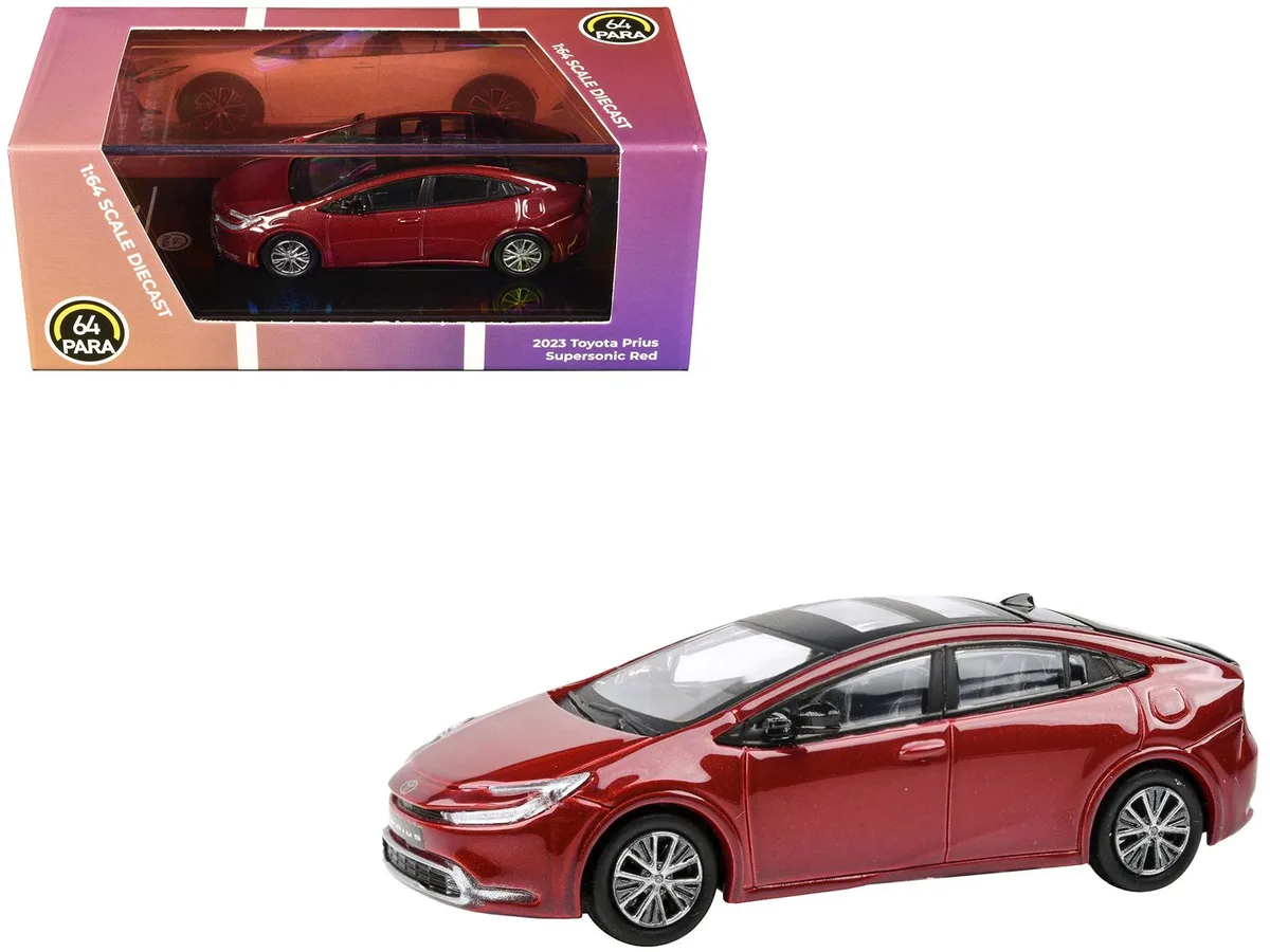 Paragon Paragon 2023 Toyota Prius Supersonic Red Metallic Black Top Sun Roof 1/64 Diecast Hobby Collectible — product photo