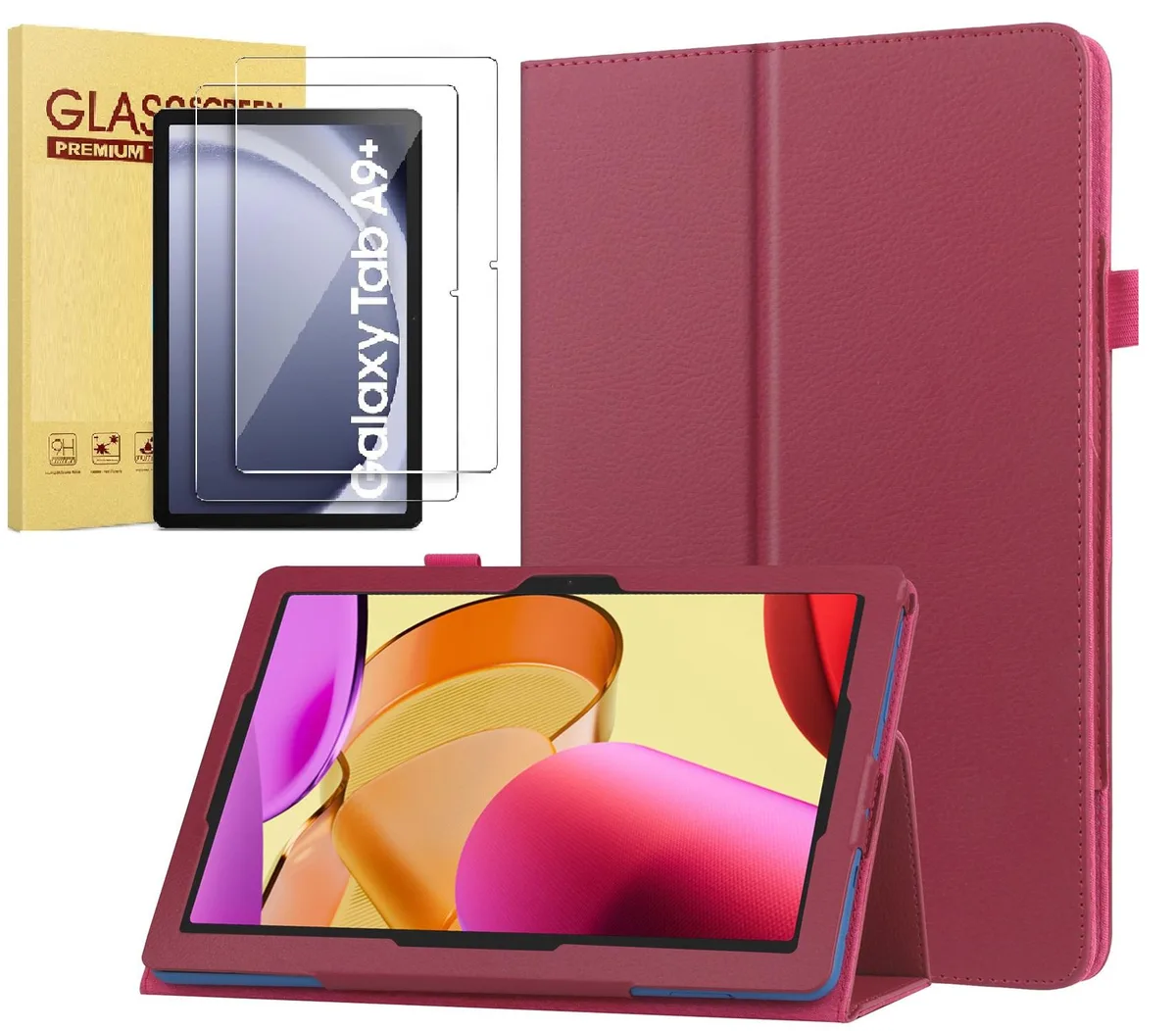 anicestore anicestore SM-X210/X215/X216/X218 Folio Case with 2 Tempered Glass Protectors Pink — product photo