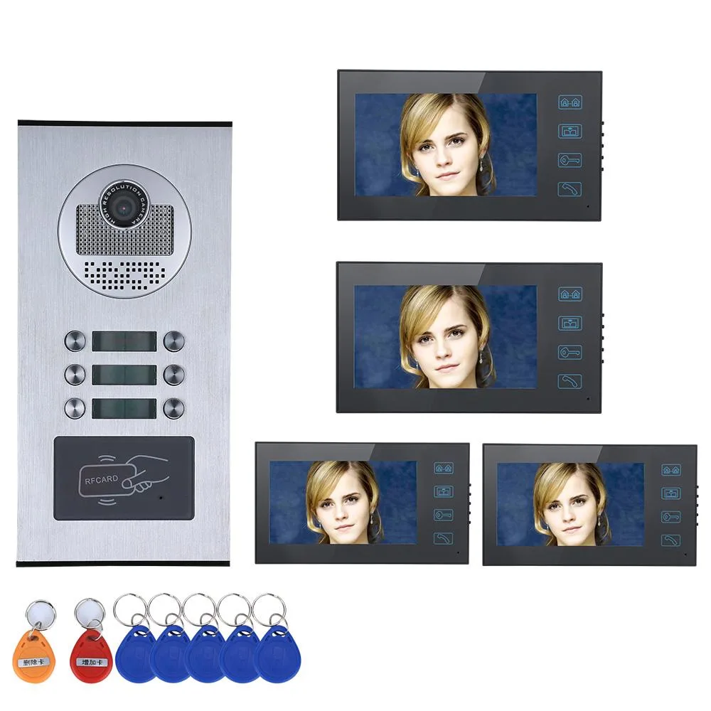 visiPower visiPower 3-Unit Video Intercom Kit — 7" LCD, RFID, 1000TVL, 25 Ringtones — product photo