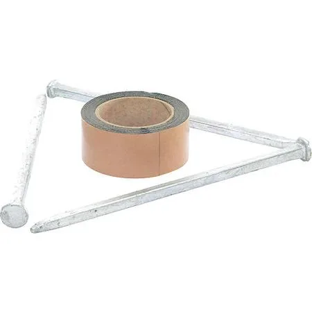 Gray rubber and steel speed bump installation kit with spikes and butyl tape