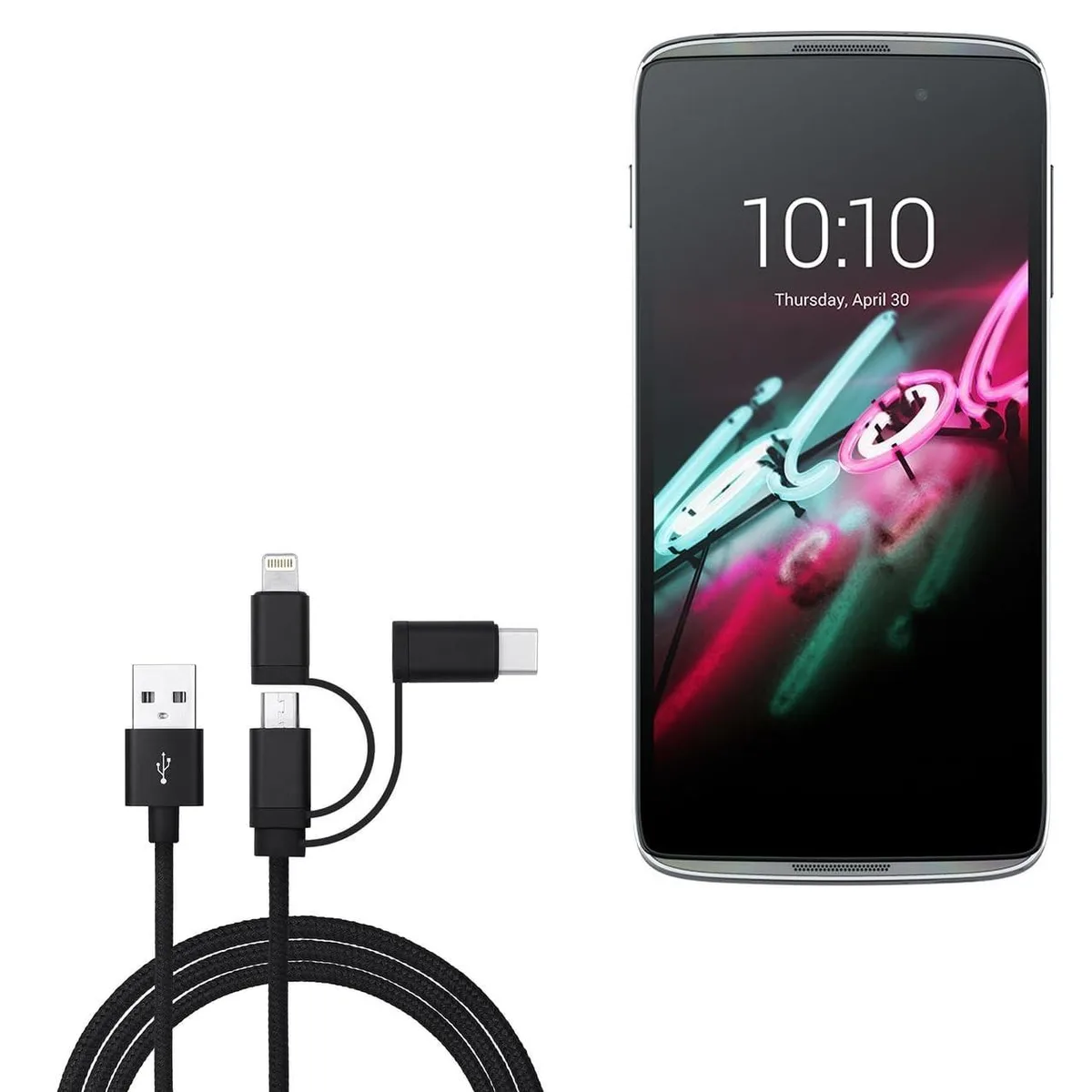 Boxwave BoxWave AllCharge 3-in-1 Cable Jet Black 2 in 1 accessory — product photo