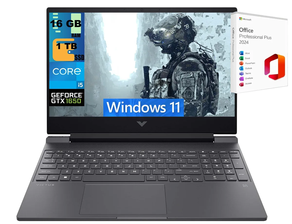 HP HP Victus 15 gaming laptop i5-12450H GTX 1650 16GB 1TB — product photo