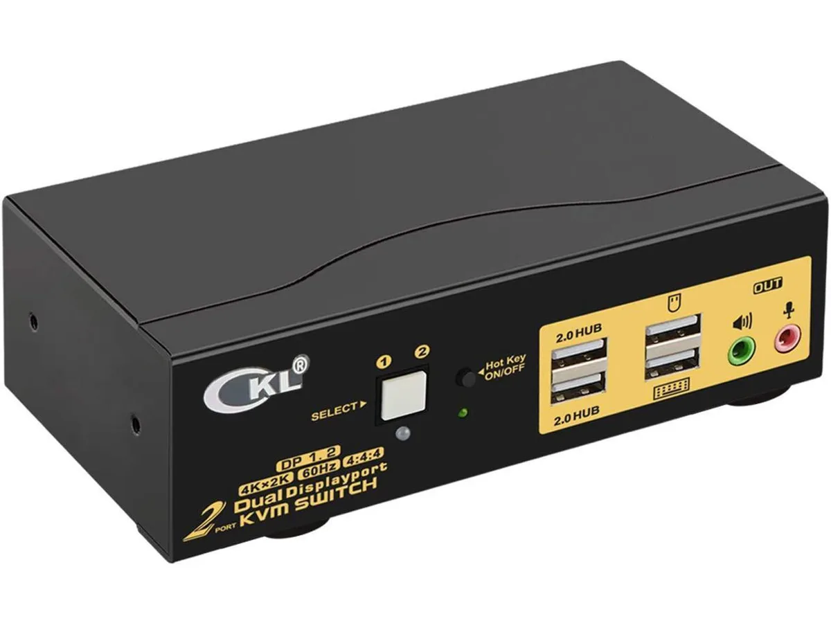 BUCIER BUCIER CKL-622DP 2-Port Dual Monitor DisplayPort KVM Switch 4K 60Hz 4:4:4 — product photo