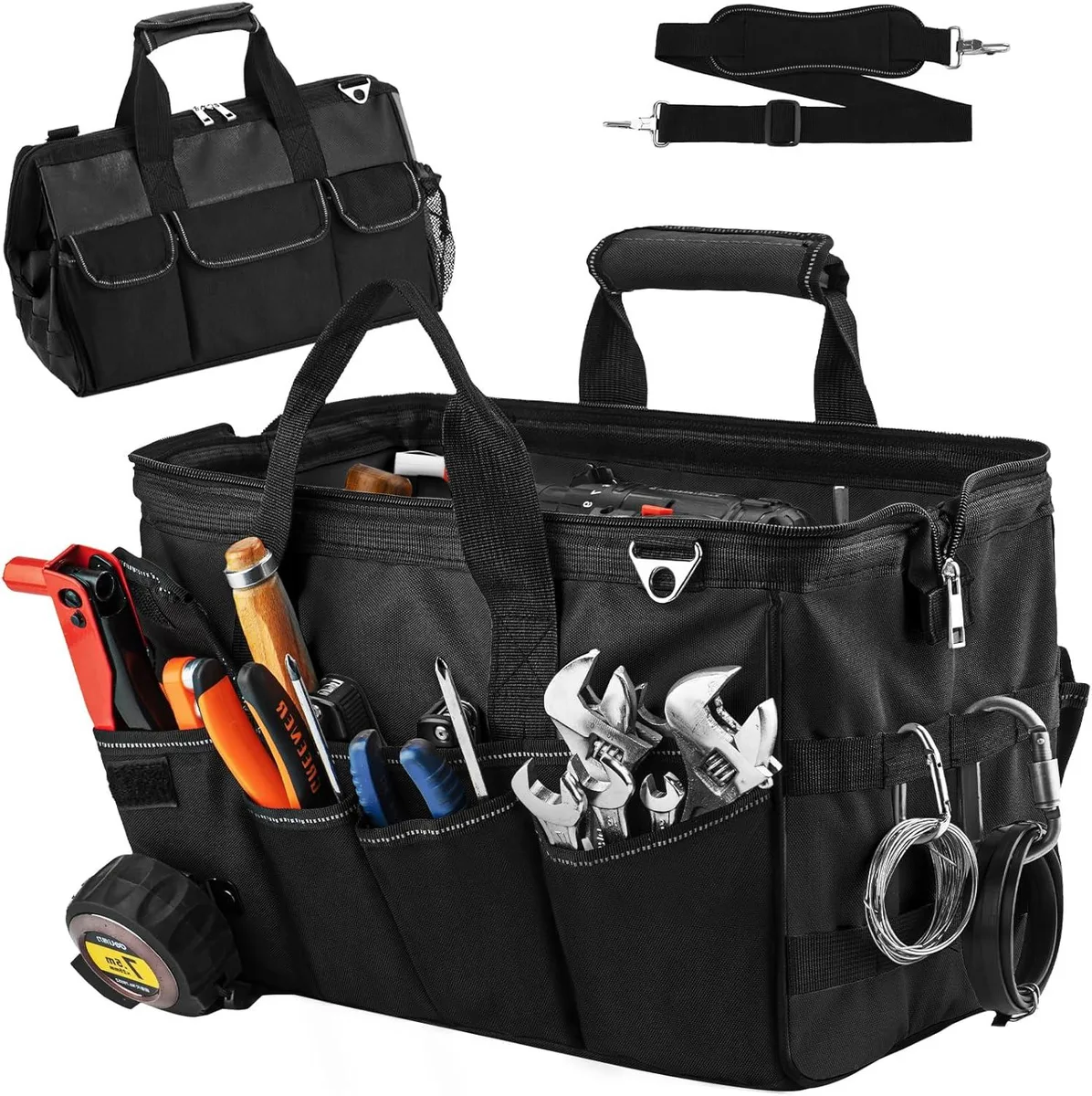 BFKK BFKK 16 inch Foldable Open Top Tool Storage Black 16.5 x 10.8 x 7.8 in 600D Oxford Fabric — product photo