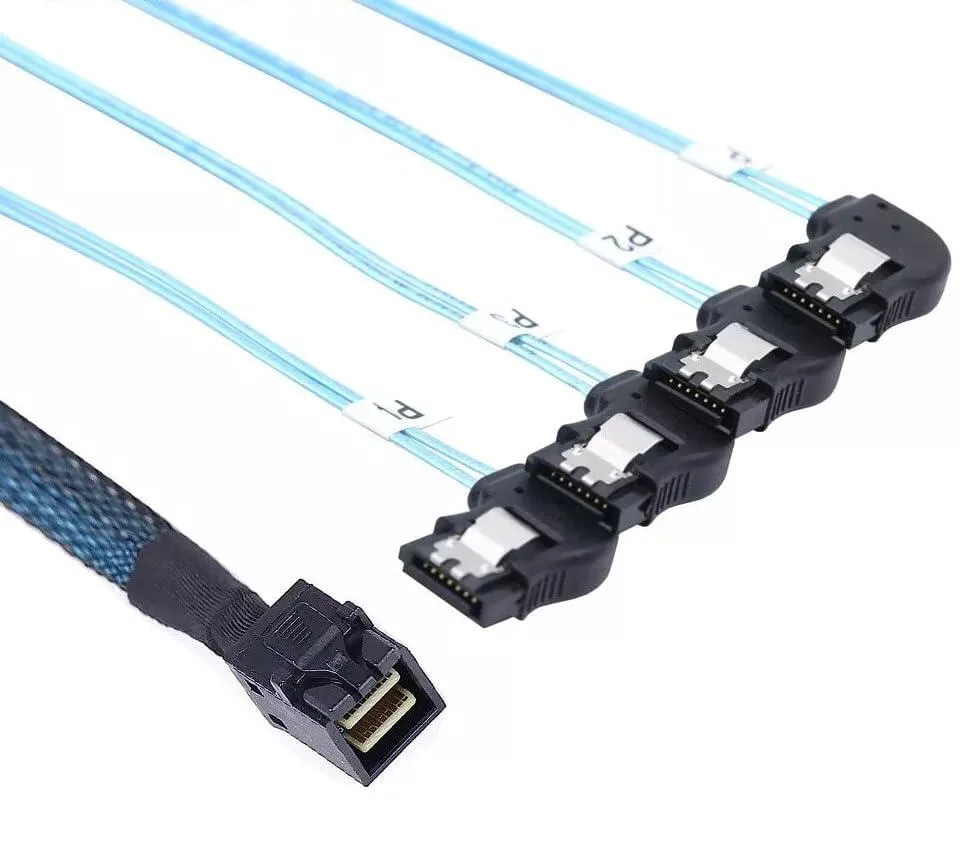 Vszerda Vszerda MNSFF8643-4PSTR Mini SAS HD SFF-8643 to 4 SATA Right Angle Cable 100CM — product photo