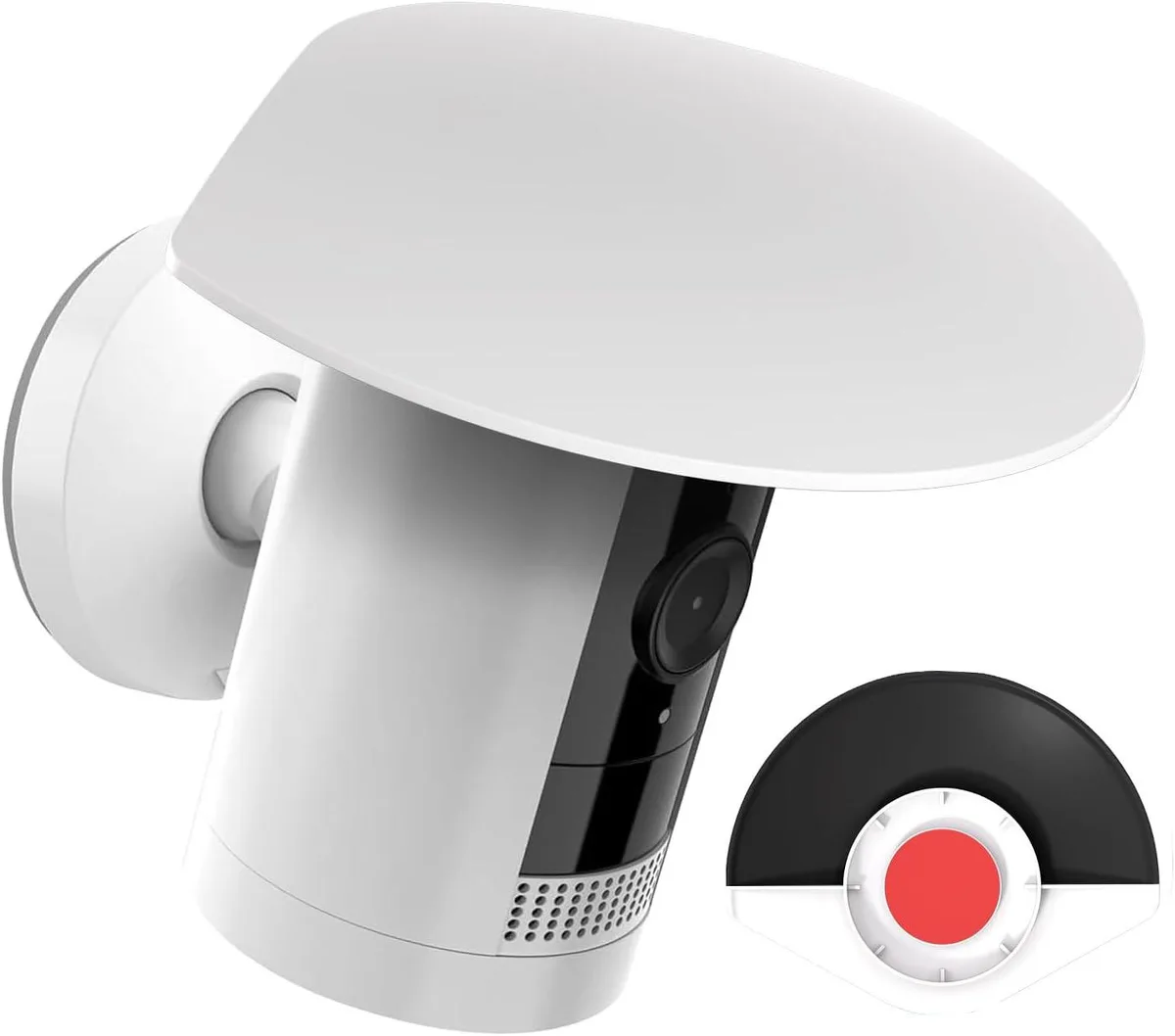 White ABS camera cover with sloped roof and matte black interior