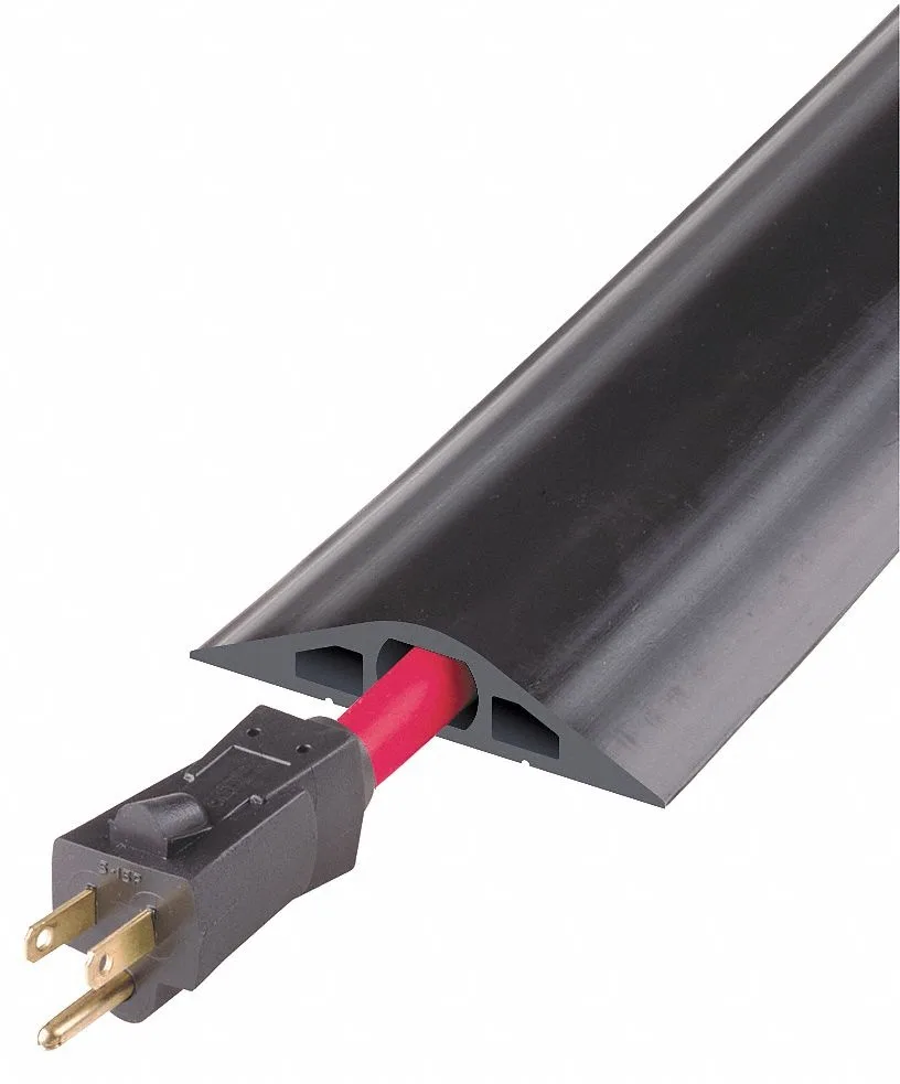 Black rubber cable protector 10 ft long with three channels