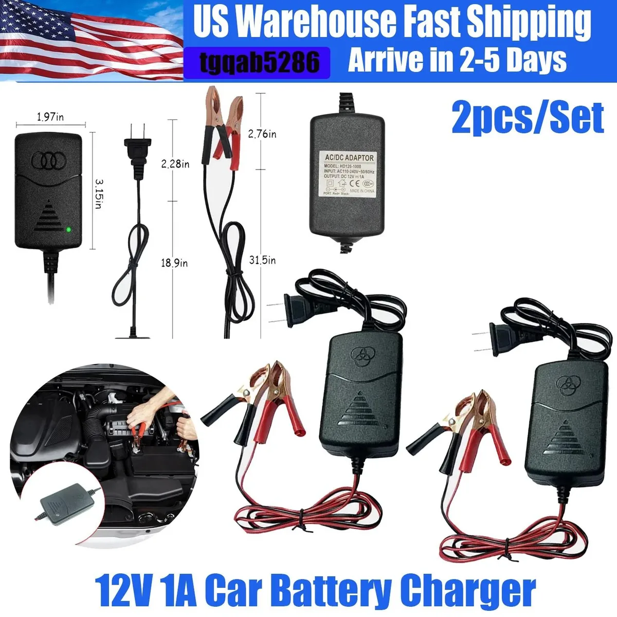 RAYBESTOS UNBRANDED RAYBESTOS UNBRANDED 2X 12V Battery Charger Maintainer car electronics accessory — product photo