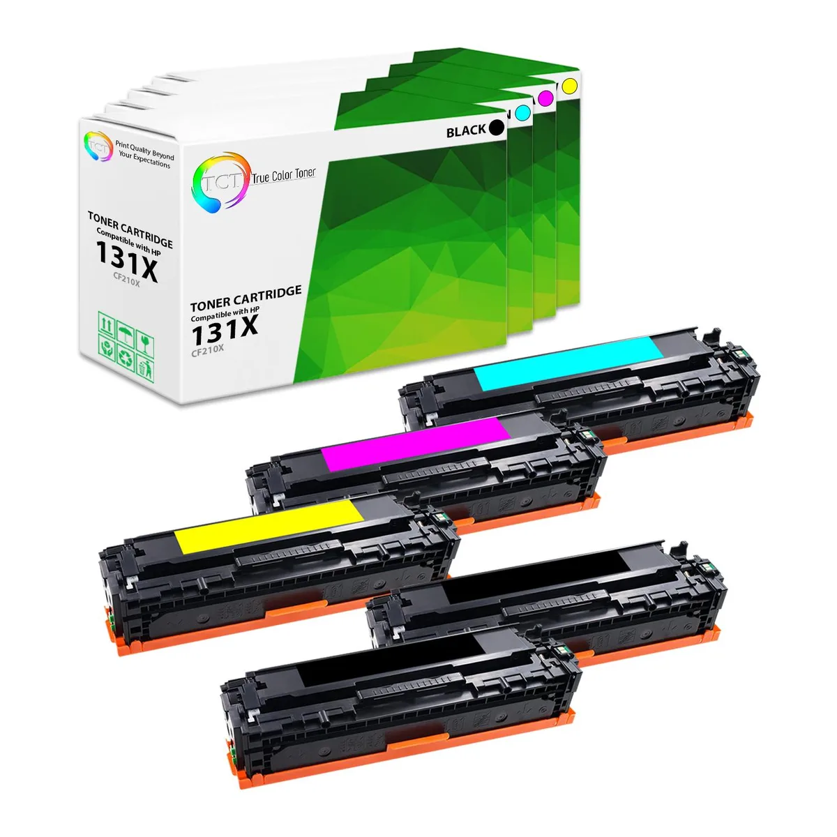 True Color Toner True Color Toner 131X 131A 5 Pack Toner Cartridge CF210X CF211A CF212A CF213A High Yield — product photo