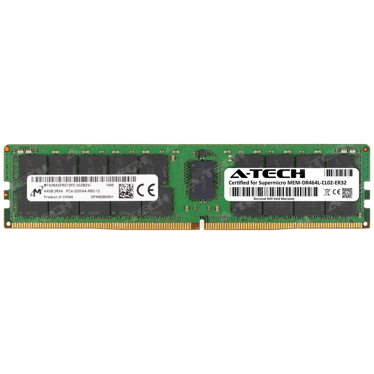 A-Tech A-Tech 64GB DDR4 3200MHz ECC Registered 2Rx4 288-Pin Server Memory MEM-DR464L-CL02-ER32 — product photo