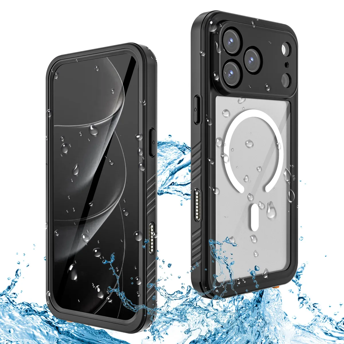Black Werleo waterproof case for iPhone 17 Pro Max with built-in screen and camera protectors