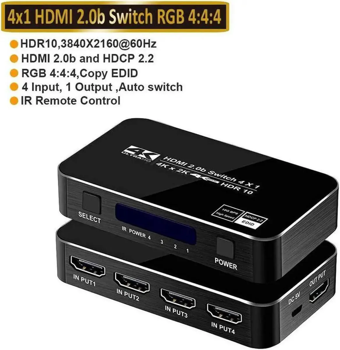 SMUGDESK SMUGDESK OZQ5 4×1 HDMI 2.0 video switch 4K@60Hz — product photo